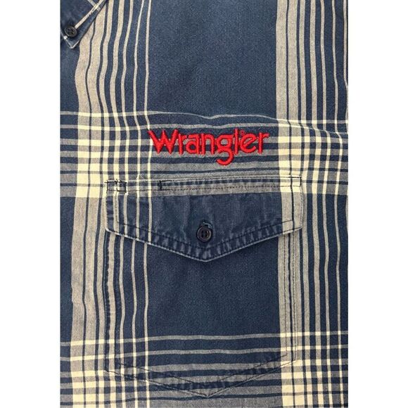 Wrangler PBR Mens Professional Bull Rider Shirt XL Blue Flap Pocket Ford Patch - Picture 9 of 11